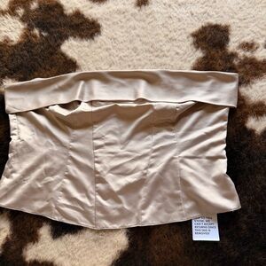 ASOS Strapless Satin Bustier Top in Light Beige